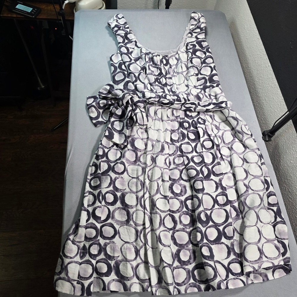 Adrianna Papell Purple Grey Watercolor Circle Print Fit Flare Dress Womens 10‎
